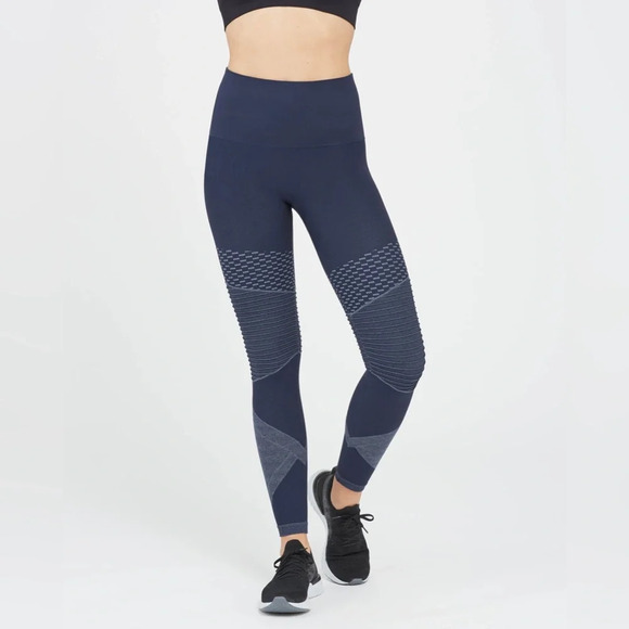 Spanx Look At Me Now Seamless Moto Leggings In Indigo Sky Size Small - Picture 10 of 10